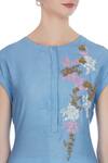 Joy Mitra Blue Silk Blend Embroidered Thread Work Round Neck Tunic at Aza Fashions Joy Mitra_Blue Silk Blend Embroidered Thread Work Round Neck Tunic _at_Aza_Fashions