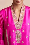 Buy_Sue Mue_Pink Silk V Neck Embroidered Tunic _Online_at_Aza_Fashions