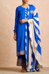 Buy_Sue Mue_Blue Silk Round Embroidered Kurta And Palazzo Set _at_Aza_Fashions