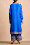 Shop_Sue Mue_Blue Silk Round Embroidered Kurta And Palazzo Set _at_Aza_Fashions
