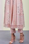 Buy_Sue Mue_Pink Organza, Tussar Georgette Round Embroidered Kurta Set _Online_at_Aza_Fashions