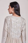 Sue Mue_Beige Cotton Chanderi Round Embroidered Anarkali Set _Online_at_Aza_Fashions