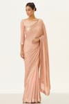 Nakul Sen_Pink Chiffon Embroidered Saree With Blouse _Online_at_Aza_Fashions