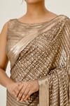 Nakul Sen_Brown Chiffon Embroidered Saree With Blouse _Online_at_Aza_Fashions