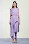 Buy_Sue Mue_Purple Georgette Round Embellished Kurta Set _at_Aza_Fashions