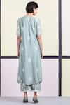 Shop_Sue Mue_Blue Organza, Mul, Chanderi Cotton Round Kurta Set _at_Aza_Fashions
