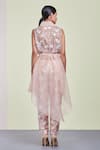 Shop_Sue Mue_Pink Tussar Georgette Bustier Scoop Jacket Embroidered Organza With Pant _at_Aza_Fashions