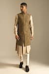 Dhruv Vaish_Yellow Cotton Silk Chanderi Long Nehru Jacket _Online_at_Aza_Fashions