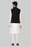 Shop_Arihant Rai Sinha_Black Terry Rayon Asymmetric Bundi And Kurta Set_at_Aza_Fashions
