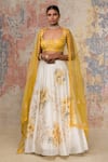 Buy_Devnaagri_White Chanderi Scoop Neck Lehenga Set _at_Aza_Fashions