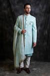 Buy_Soniya G_Blue Lucknowi Sherwani Set _at_Aza_Fashions