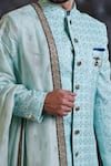 Soniya G_Blue Lucknowi Sherwani Set _Online_at_Aza_Fashions