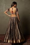 Shop_RI.Ritu Kumar_Brown Lehenga Banaras Woven Silk Embroidered Floral Pattern Plunge Bridal Set _at_Aza_Fashions