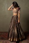 Buy_RI.Ritu Kumar_Brown Lehenga Banaras Woven Silk Embroidered Floral Pattern Plunge Bridal Set _Online_at_Aza_Fashions