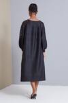 Shop_Scarlet Sage_Black Polyester Sophie Sheer Shoulder Dress_at_Aza_Fashions