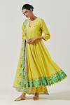 Buy_Label Earthen_Yellow Cotton Mul Gathered Kurta Set_Online_at_Aza_Fashions