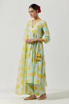 Label Earthen_Green Cotton Mul Foil Print Kurta Set_Online_at_Aza_Fashions
