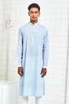Buy_Rajesh Pratap Singh_Blue Cotton Textured Kurta Set _at_Aza_Fashions