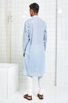Shop_Rajesh Pratap Singh_Blue Cotton Textured Kurta Set _at_Aza_Fashions