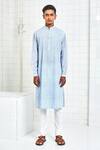 Buy_Rajesh Pratap Singh_Blue Cotton Textured Kurta Set _Online_at_Aza_Fashions