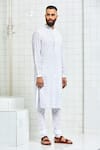 Rajesh Pratap Singh White Cotton Textured Kurta Set Online at Aza Fashions Rajesh Pratap Singh_White Cotton Textured Kurta Set _Online_at_Aza_Fashions