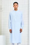 Buy_Rajesh Pratap Singh_Blue Cotton Pintuck Kurta Set _at_Aza_Fashions