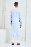 Shop_Rajesh Pratap Singh_Blue Cotton Pintuck Kurta Set _at_Aza_Fashions