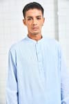 Shop_Rajesh Pratap Singh_Blue Cotton Pintuck Kurta Set _Online_at_Aza_Fashions