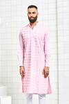 Buy_Rajesh Pratap Singh_Pink Cotton Textured Kurta Set _at_Aza_Fashions