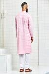 Shop_Rajesh Pratap Singh_Pink Cotton Textured Kurta Set _at_Aza_Fashions