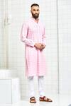 Rajesh Pratap Singh_Pink Cotton Textured Kurta Set _Online_at_Aza_Fashions