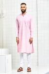 Buy_Rajesh Pratap Singh_Pink Cotton Textured Kurta Set _Online_at_Aza_Fashions