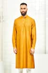 Buy_Rajesh Pratap Singh_Yellow Viscose Textured Kurta Set _at_Aza_Fashions