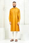 Buy_Rajesh Pratap Singh_Yellow Viscose Textured Kurta Set _Online_at_Aza_Fashions