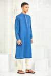 Rajesh Pratap Singh Blue Viscose Pleated Kurta Set Online at Aza Fashions Rajesh Pratap Singh_Blue Viscose Pleated Kurta Set _Online_at_Aza_Fashions
