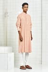 Rajesh Pratap Singh Peach Viscose Embroidered Kurta Set Online at Aza Fashions Rajesh Pratap Singh_Peach Viscose Embroidered Kurta Set _Online_at_Aza_Fashions