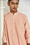 Shop Rajesh Pratap Singh Peach Viscose Embroidered Kurta Set Online at Aza Fashions Shop_Rajesh Pratap Singh_Peach Viscose Embroidered Kurta Set _Online_at_Aza_Fashions