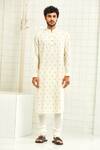 Rajesh Pratap Singh White Viscose Embroidered Kurta Set Online at Aza Fashions Rajesh Pratap Singh_White Viscose Embroidered Kurta Set _Online_at_Aza_Fashions