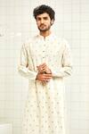 Shop Rajesh Pratap Singh White Viscose Embroidered Kurta Set Online at Aza Fashions Shop_Rajesh Pratap Singh_White Viscose Embroidered Kurta Set _Online_at_Aza_Fashions