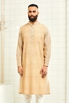 Buy_Rajesh Pratap Singh_Beige Viscose Textured Kurta Set _at_Aza_Fashions