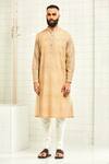 Rajesh Pratap Singh_Beige Viscose Textured Kurta Set _Online_at_Aza_Fashions