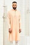 Buy_Rajesh Pratap Singh_Peach Viscose Textured Kurta Set _at_Aza_Fashions