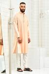 Rajesh Pratap Singh_Peach Viscose Textured Kurta Set _Online_at_Aza_Fashions