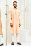 Buy_Rajesh Pratap Singh_Peach Viscose Textured Kurta Set _Online_at_Aza_Fashions