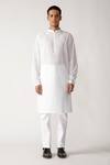 Buy_Rajesh Pratap Singh_White Cotton Barsam Handwoven Kurta Set _at_Aza_Fashions