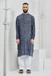 Buy_Rajesh Pratap Singh_Blue Linen Karlan Shibori Kurta Set _at_Aza_Fashions