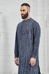 Shop_Rajesh Pratap Singh_Blue Linen Karlan Shibori Kurta Set _Online_at_Aza_Fashions