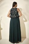 Shop_suruchi parakh_Green Georgette Crepe Lining Shantoon Embellishment Sequin Round Tunic_at_Aza_Fashions