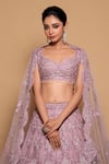 Pallavi Poddar_Purple Organza Embroidery Sequin Sweetheart Amer Crystal Bridal Lehenga Set _Online_at_Aza_Fashions