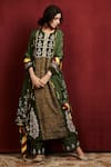 Buy_Sue Mue_Green Silk Ajrakh Print Kurta Set _at_Aza_Fashions